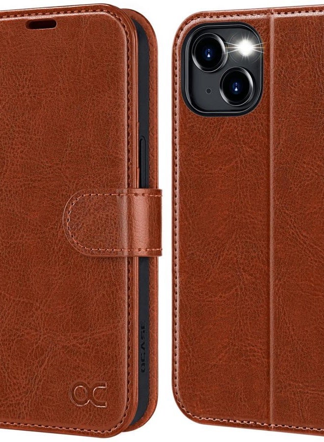 OCASE for iPhone 15 Case, Premium PU Leather Wallet Case Flip Phone Cover with[RFID Blocking][Card Holder][Shockproof TPU][Stand Function] for the iPhone15 6.1 Inch 2023 5G,Brown - Image 1
