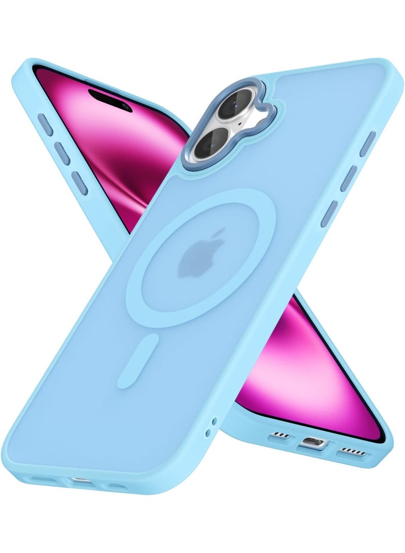 ACLIX Matte Magnetic Case for iPhone 17, Compatible with MagSafe, Plating Luxury Cover, Matte Soft TPU Shockproof Protective Phone Case, (Mist Blue) - Image 1