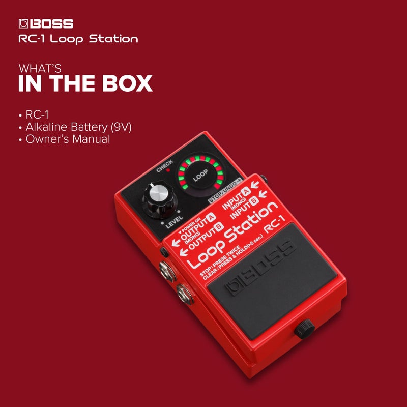 BOSS RC-1 Loop Station Pedal | Industry Standard Simple Looper for Guitar, Bass, Keyboards & More | 24-Segment LED Indicator | 12 Minutes of Record Time | Record, Playback, Overdub, Undo & Redo Loops - Image 3