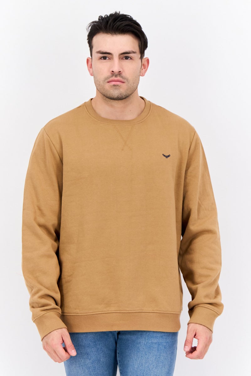 Threadbare Men Crew Neck Embroidered Long Sleeves Sweatshirt, Brown  - Image 1