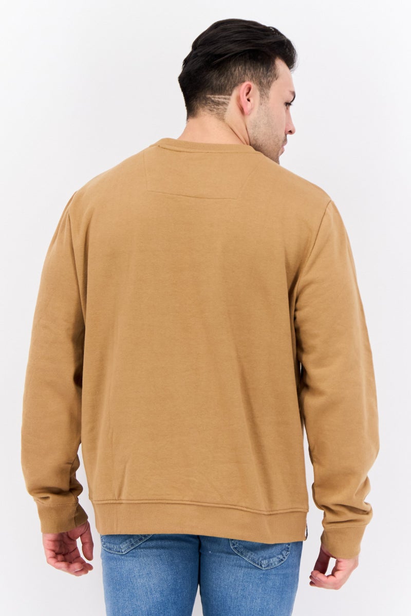 Threadbare Men Crew Neck Embroidered Long Sleeves Sweatshirt, Brown  - Image 3