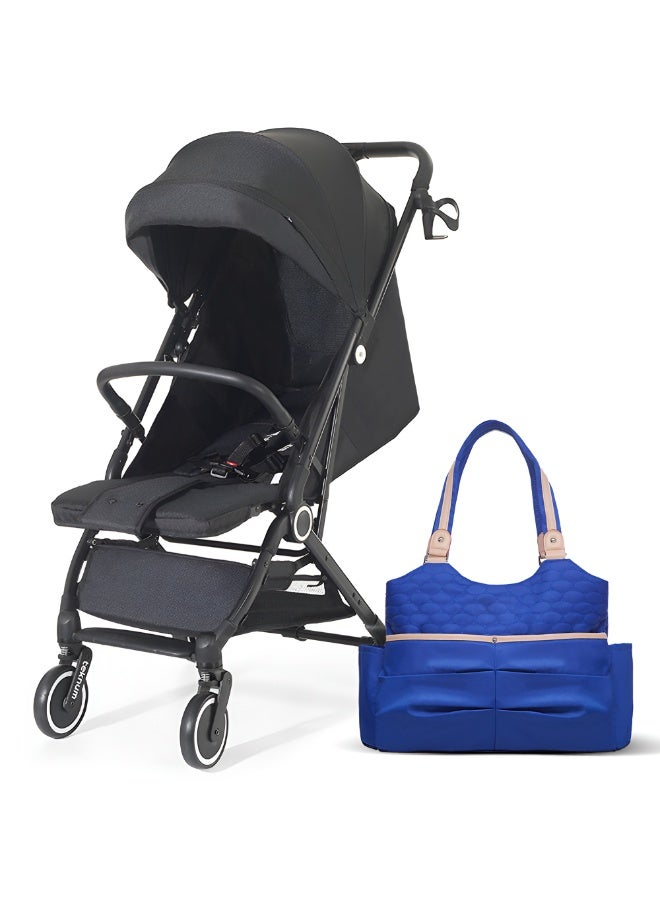 TEKNUM Travel Cabin Stroller wt Diaper Tote Bag Lightweight - Black - Image 1