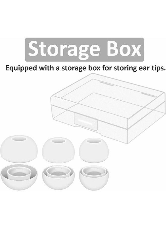 Generic - 6 Pairs Ear Tips Replacement Compatible for Airpods Pro, Portable Silica Gel Anti Slip Reducing Noise in Ear Eartips With Storage Box, 3 Sizes Silicone Ear Tips (White) - Image 1
