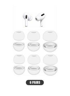 6 Pairs Ear Tips Replacement Compatible for Airpods Pro, Portable Silica Gel Anti Slip Reducing Noise in Ear Eartips With Storage Box, 3 Sizes Silicone Ear Tips (White)