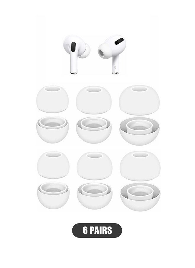 Generic - 6 Pairs Ear Tips Replacement Compatible for Airpods Pro, Portable Silica Gel Anti Slip Reducing Noise in Ear Eartips With Storage Box, 3 Sizes Silicone Ear Tips (White) - Image 1