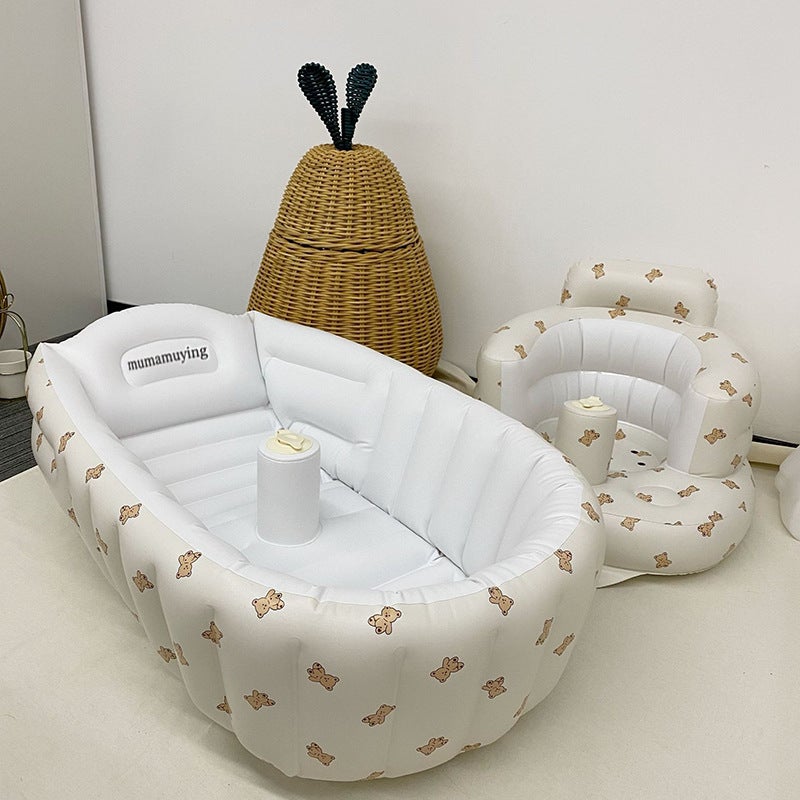 Ins Nordic Baby Inflatable Bathtub Children'S Sitting And Lying Integrated Inflatable Bathtub Multi-Functional Bathtub - Image 1