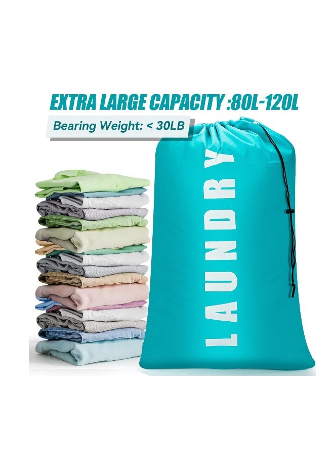 Laundry Bag, Laundry Bags for Dorm, Travel Laundry Bags for Dirty Clothes,Large Laundry Bags for Traveling,Laundry Bags for Camp, 24 x 36 Cyan + Gray - Image 2