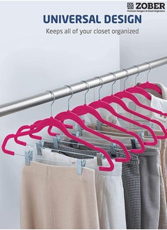 ZOBER 20 Pack Premium Velvet Skirt Hangers with metal clips  - Image 2