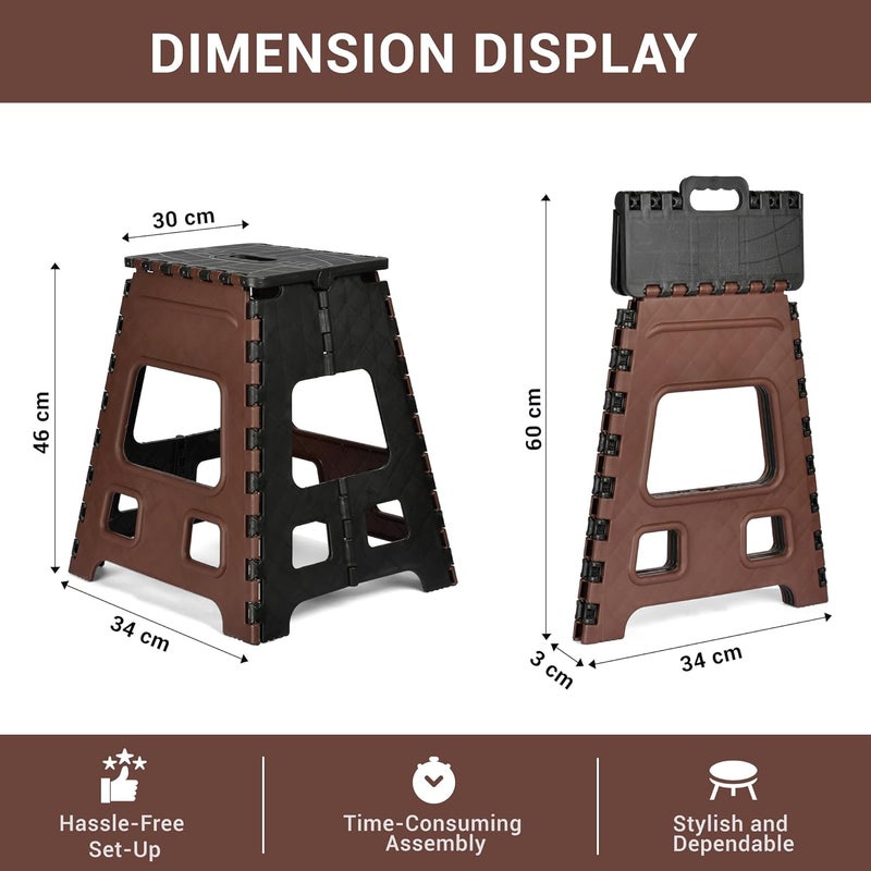Kuber Industries Kuber Industries Stool Foldable Stool Collapsible Camping Chair Stool for OutdoorFishingHikingGardeningTravel Portable Stool Multipurpose Sitting Stool Large Brown Black  - Image 2