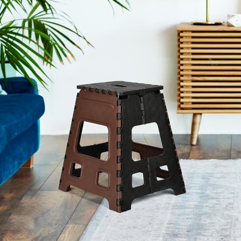 Kuber Industries Kuber Industries Stool Foldable Stool Collapsible Camping Chair Stool for OutdoorFishingHikingGardeningTravel Portable Stool Multipurpose Sitting Stool Large Brown Black  - Image 1