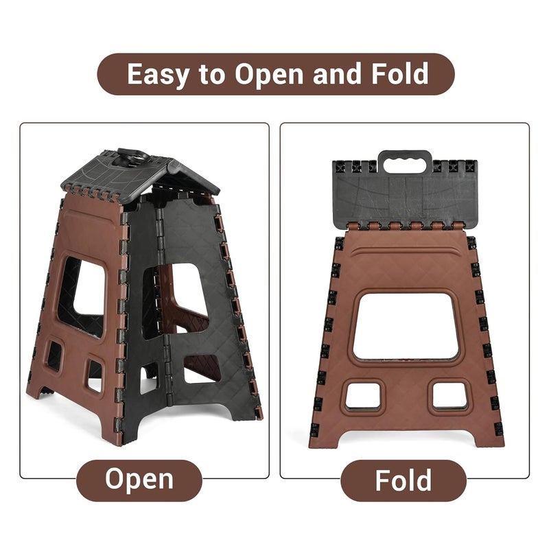 Kuber Industries Kuber Industries Stool Foldable Stool Collapsible Camping Chair Stool for OutdoorFishingHikingGardeningTravel Portable Stool Multipurpose Sitting Stool Large Brown Black  - Image 4