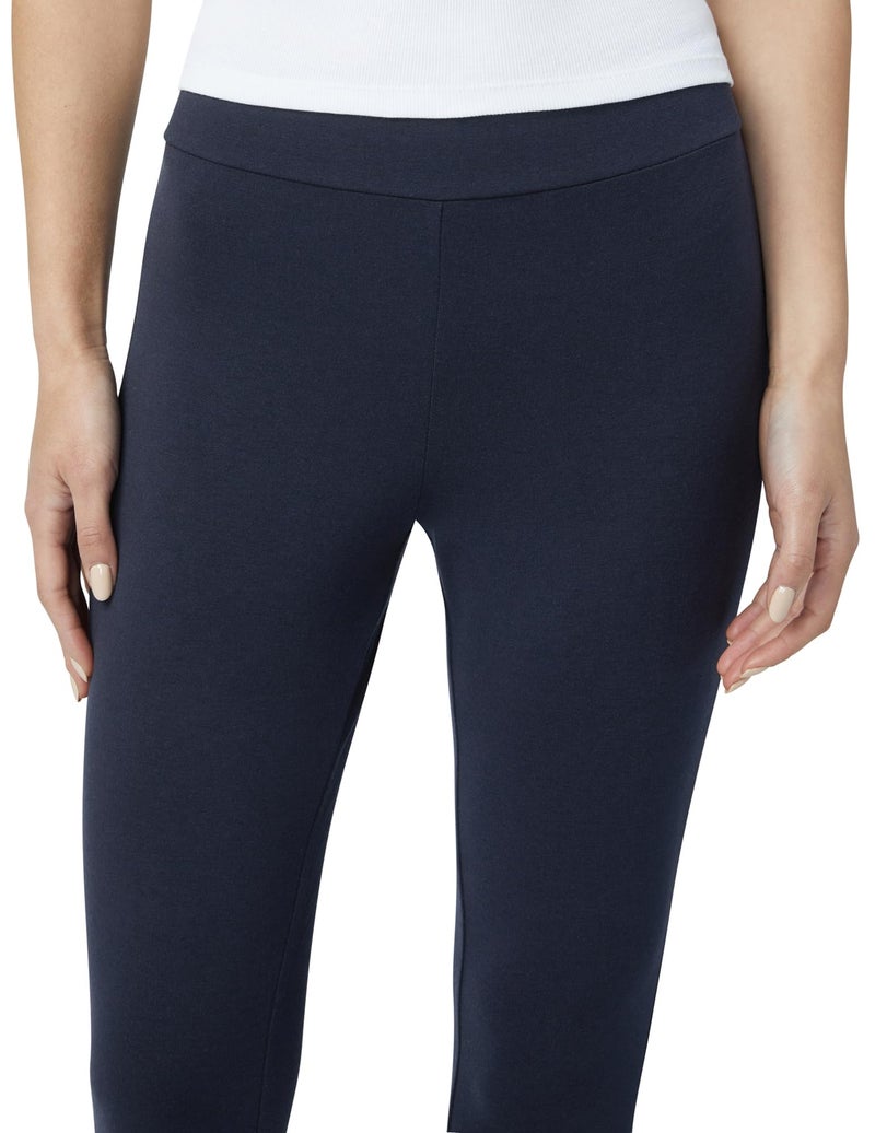 HUE Women's Wide Waistband Blackout Cotton Leggings, Assorted Hosiery, Navy, Large US - Image 4