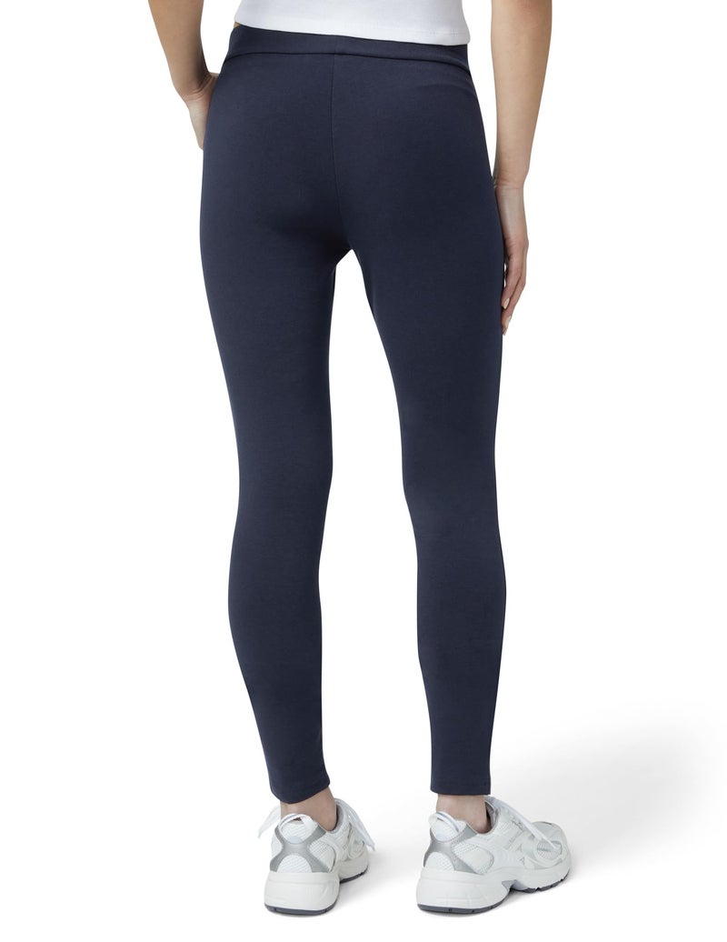 HUE Women's Wide Waistband Blackout Cotton Leggings, Assorted Hosiery, Navy, Large US - Image 2