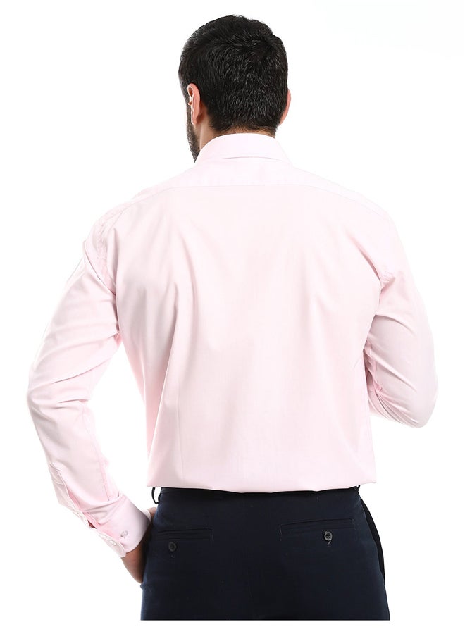Andora Classic Regular Fit Plain Rose Shirt_Pink  - Image 3