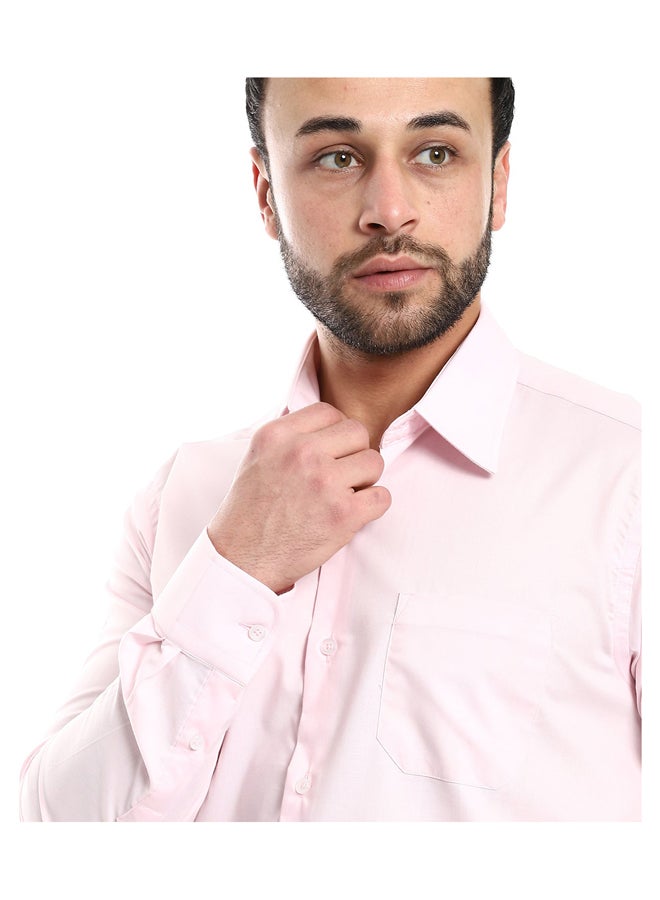 Andora Classic Regular Fit Plain Rose Shirt_Pink  - Image 4
