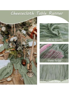 YIM-VIBEHAUS Table Runner, 90 x 400 cm Boho Gauze Table Runner  for Wedding Bridal Baby Shower Birthday Party Table Decoration  - Image 2