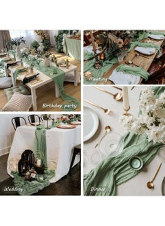 YIM-VIBEHAUS Table Runner, 90 x 400 cm Boho Gauze Table Runner  for Wedding Bridal Baby Shower Birthday Party Table Decoration  - Image 4
