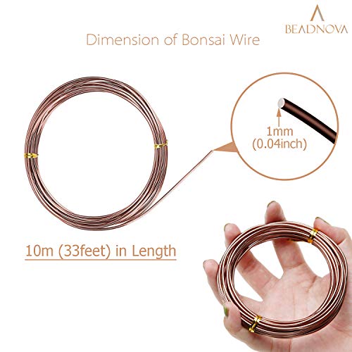 BEADNOVA Bonsai Tree Wire 98 Feet Copper Aluminum Bonsai Tree Training Wire for Indoor and Outdoor Plant (Copper, 1mm, 30m) - Image 2