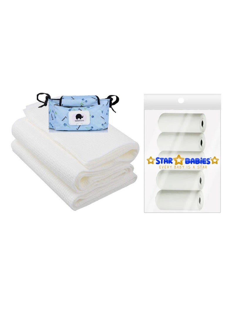 STAR BABiES Combo Pack Stroller Bag Scented Bag Pack Of 5 Disposable Towel Pack Of 3  - Image 1
