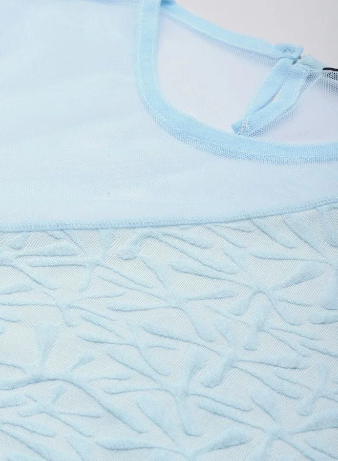 مرفوعة Women Regular Fit Textured Crew Neck Long Sleeve Regular Top
