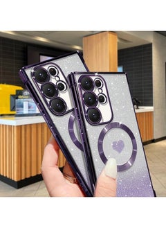 ShebSheb for Samsung Galaxy S22 Ultra Case Glitter, Clear Magnetic Phone Cases with Camera Lens Protector [Compatible with MagSafe] Bling Sparkle Plating Soft TPU Slim ShockProof Protective Cover  - Image 4