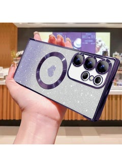 ShebSheb for Samsung Galaxy S22 Ultra Case Glitter, Clear Magnetic Phone Cases with Camera Lens Protector [Compatible with MagSafe] Bling Sparkle Plating Soft TPU Slim ShockProof Protective Cover  - Image 3