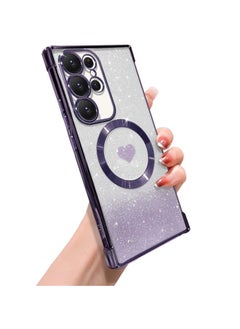 ShebSheb for Samsung Galaxy S22 Ultra Case Glitter, Clear Magnetic Phone Cases with Camera Lens Protector [Compatible with MagSafe] Bling Sparkle Plating Soft TPU Slim ShockProof Protective Cover  - Image 1
