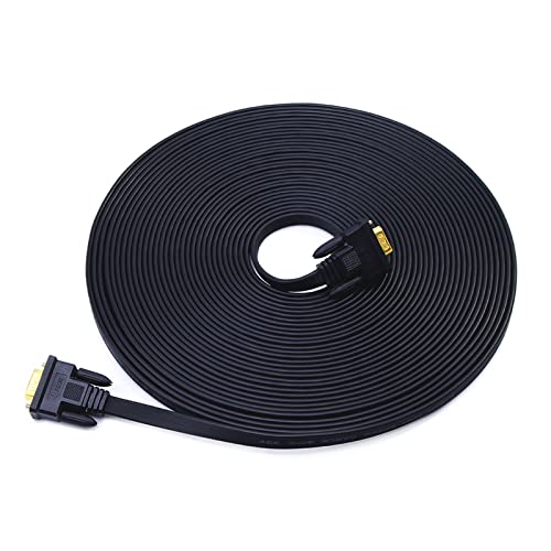 DTech 65ft Extra Long VGA to VGA Cable for Computer Monitor 15 Pin Male to Male Flat VGA Cord Full HD Video (20 Meter, Black) - Image 1