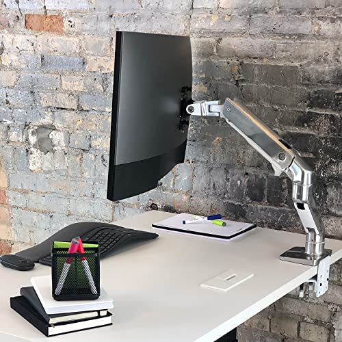 Ergotron – HX Premium Heavy Duty Monitor Arm, Single Monitor VESA Desk Mount – for Flat or Slight Curved Ultrawide Monitors Up to 49 inches, 20 to 42 lbs – Standard Pivot, Polished Aluminum - Image 3