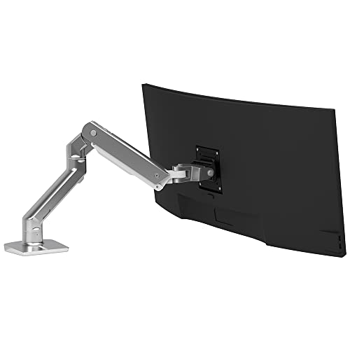 Ergotron – HX Premium Heavy Duty Monitor Arm, Single Monitor VESA Desk Mount – for Flat or Slight Curved Ultrawide Monitors Up to 49 inches, 20 to 42 lbs – Standard Pivot, Polished Aluminum - Image 1