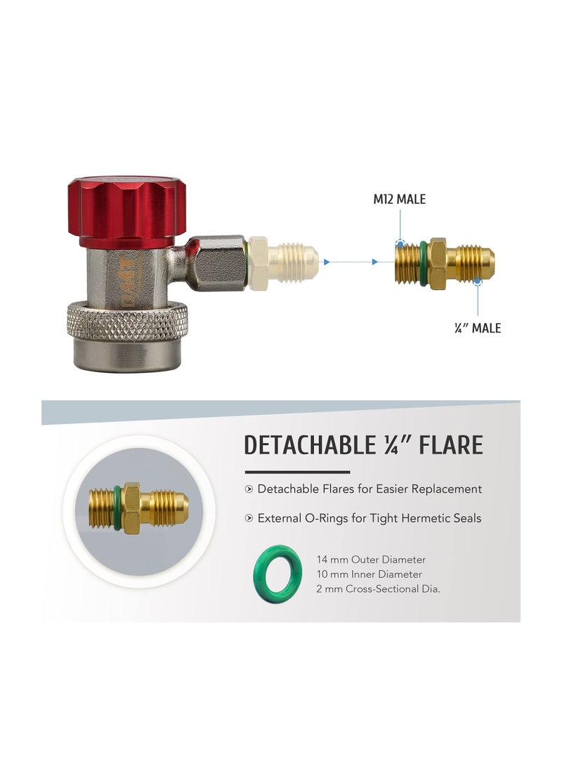 Adjustable R134a Quick Coupler Adapter Adjustable R134a Adapters and AC Hose Fittings HP and LP Connectors for R134a Car AC System Evacuation Recharging - Image 3