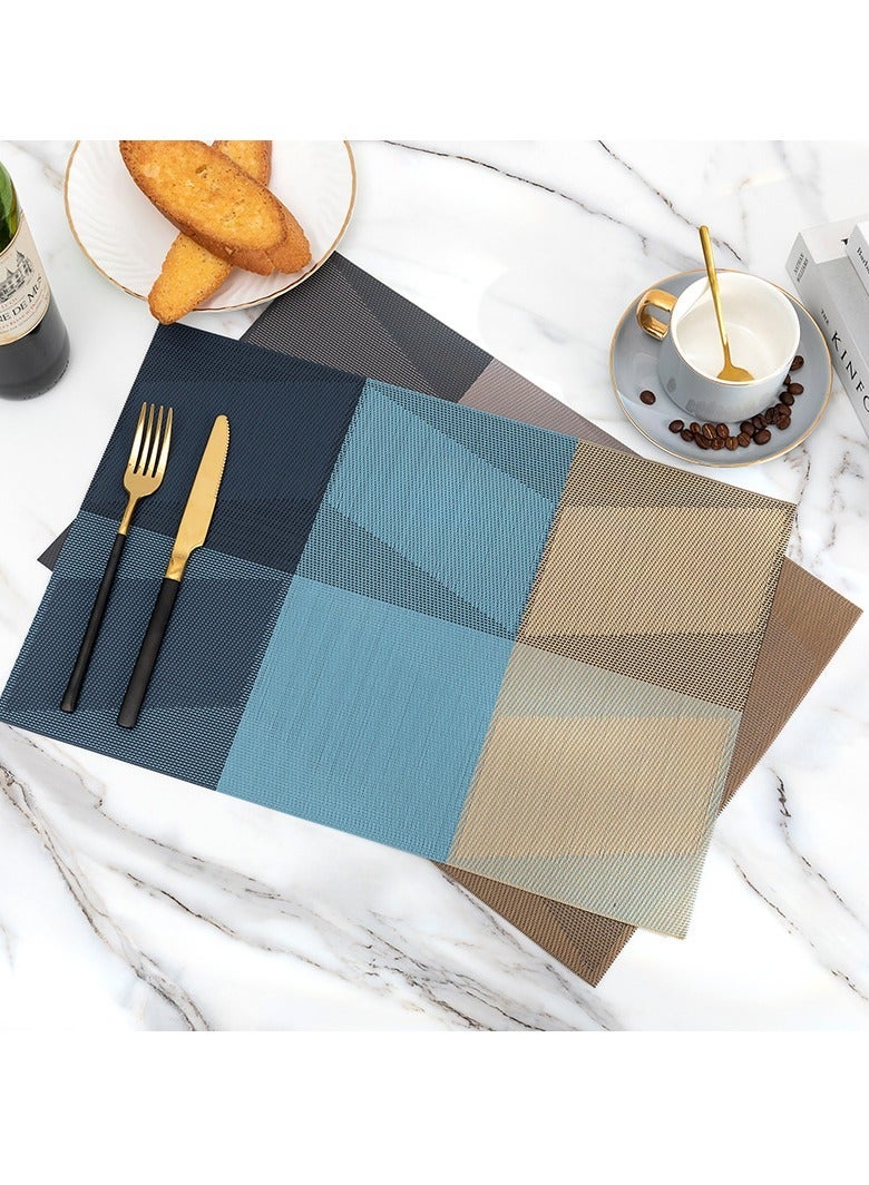 هومستر مواضع النمط الهندسي مجموعة من 8 -قابلة للغسيل مواضع الفينيل سهلة التنظيف -كلوريد متعدد الفينيل مقاوم للحرارة قوائم مكان -جدول جداول لجدول الطعام 45*30 سم - Image 1