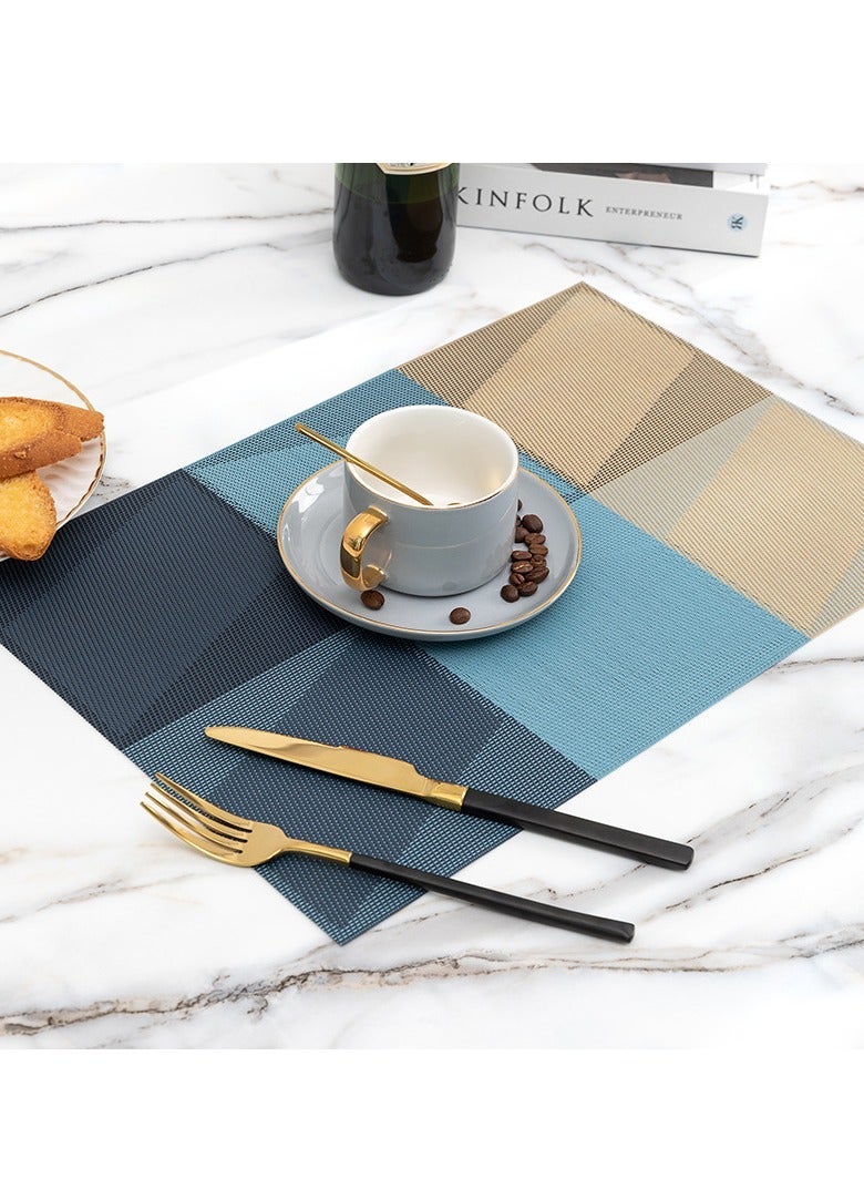 هومستر مواضع النمط الهندسي مجموعة من 8 -قابلة للغسيل مواضع الفينيل سهلة التنظيف -كلوريد متعدد الفينيل مقاوم للحرارة قوائم مكان -جدول جداول لجدول الطعام 45*30 سم - Image 2