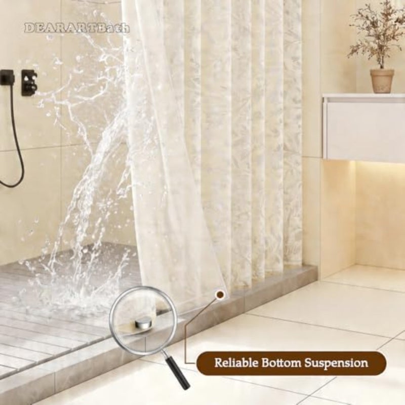 baihuoLight Romantic Shower Curtain French Vintage Semi-Sheer Elegant Floral Pattern, 180''W × 180''L cm Cloth Shower Curtain Liner with Grommet and Hooks, 100% Waterproof Washable Water Resistant - Image 5