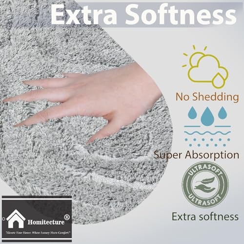 Homitecture Plain Super Soft Anti Skid (40x60 cm) Super Absorbent Mats Microfibre 2000 GSM Door Mats for Home/Bathroom/Bedroom/Kitchen/Floor Mat (Pack of 1) Pattren - Solid, Color - Grey - Image 3