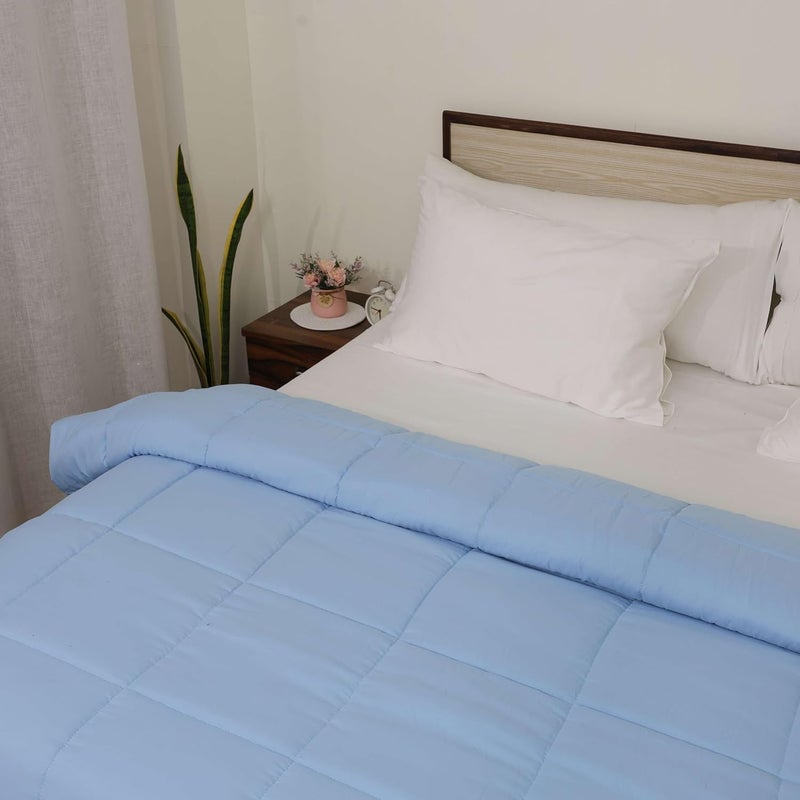 ARLinen Comforter Double Bed 400 GSM Blanket Double Bed AC Comforter Double Bed Quilt AC Blanket Dohar Double Bed Microfiber Light Blue Plain  - Image 4