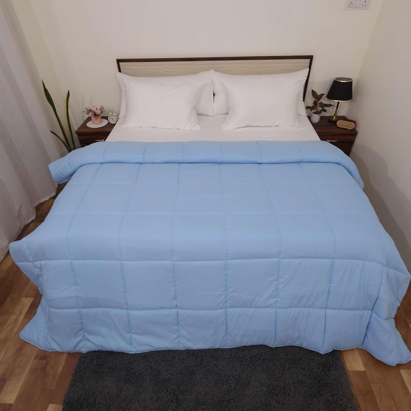 ARLinen Comforter Double Bed 400 GSM Blanket Double Bed AC Comforter Double Bed Quilt AC Blanket Dohar Double Bed Microfiber Light Blue Plain  - Image 1