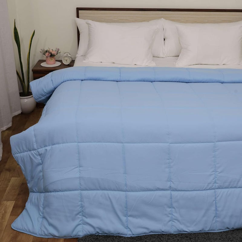 ARLinen Comforter Double Bed 400 GSM Blanket Double Bed AC Comforter Double Bed Quilt AC Blanket Dohar Double Bed Microfiber Light Blue Plain  - Image 2