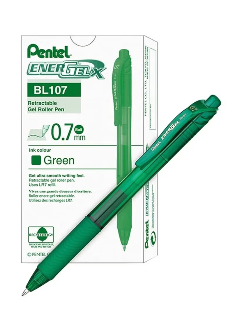 Pentel 12-Piece Energel Gel Ink Pen 0.7mm Tip Green Ink - Image 1