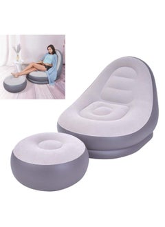 DubaiGallery Flocked Inflatable Armchairs Inflatable Sofa Set Inflatable Chair With Footrest  - Image 1