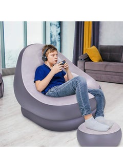 DubaiGallery Flocked Inflatable Armchairs Inflatable Sofa Set Inflatable Chair With Footrest  - Image 4