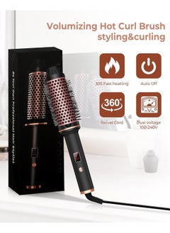 General Curling Brush 2 in 1 38mm 1.5inch Ionic Hot Brush, 120-210℃ Digital Display 11 Temperatures Heated Volumizing Brush, Creates Loose Curls 100-240V  - Image 3