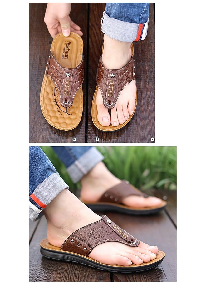 Tanwer - Tanwer Beach Shoes Men's Slippers Brown 43 - Image 1