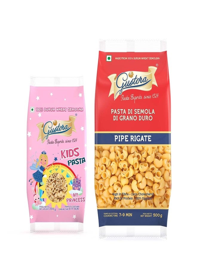 Gustora Healthy My Princess & Pipe Rigate Pasta Combo Made Of Durum Wheat Semolina I Rich In Protein & Fibre I Zero Cholesterol I Vegetarian I No Trans - Fat I Cooking Time 10 Min - 750 Gm - Image 1