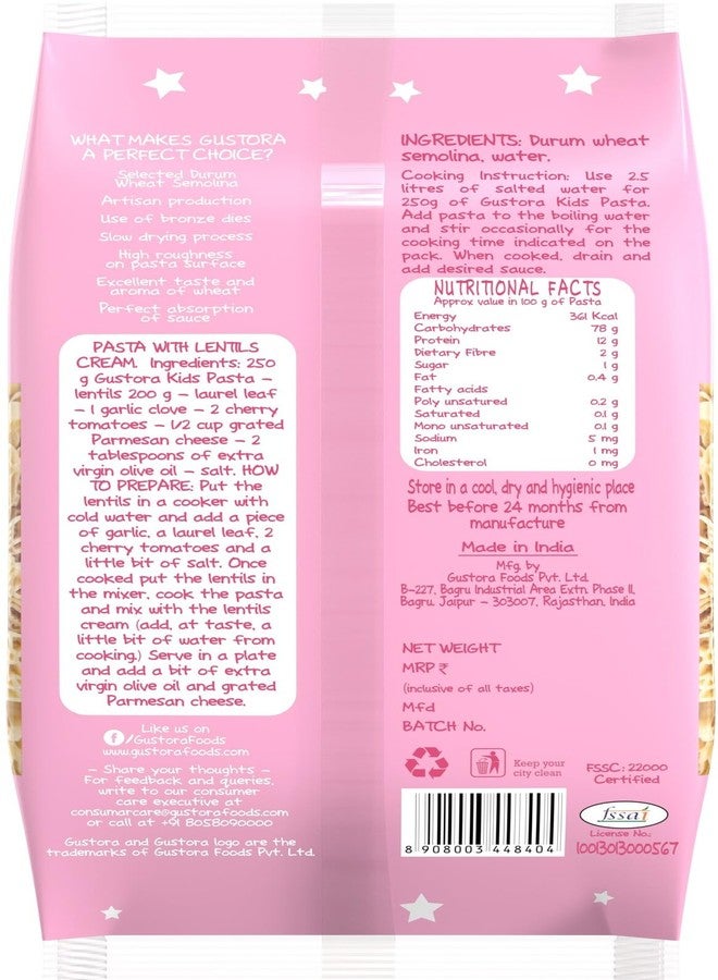 Gustora Healthy My Princess & Pipe Rigate Pasta Combo Made Of Durum Wheat Semolina I Rich In Protein & Fibre I Zero Cholesterol I Vegetarian I No Trans - Fat I Cooking Time 10 Min - 750 Gm - Image 3