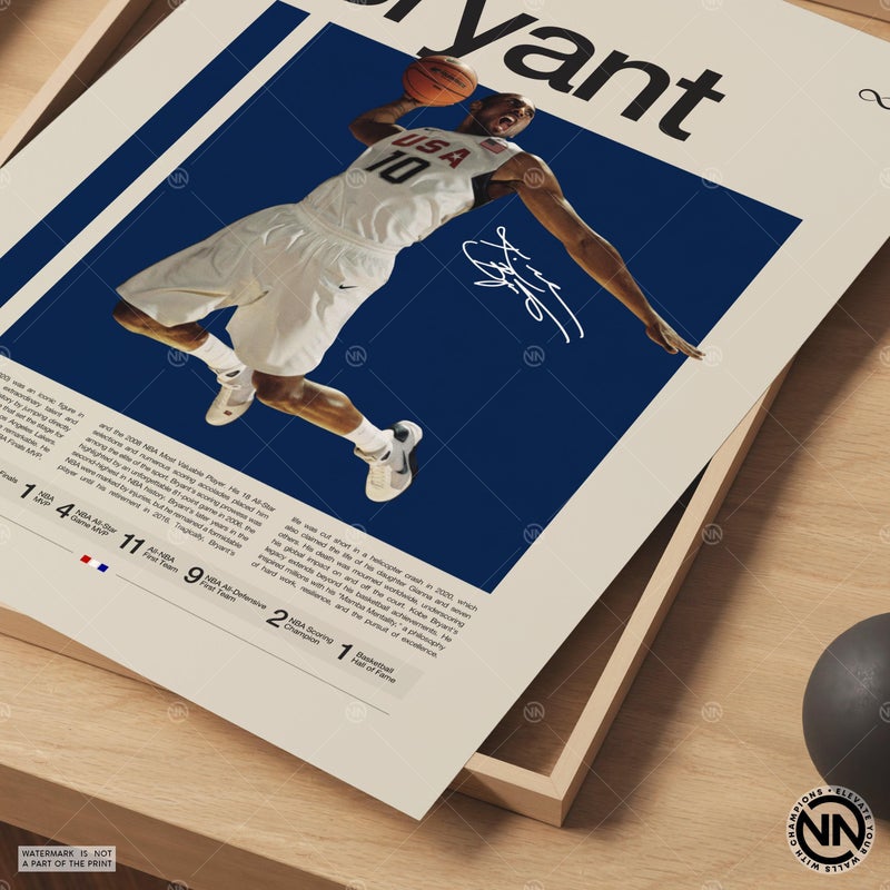 TNESSENTIAL Kobe Bryant Poster, LA Lakers Poster, NBA Poster, Sports Poster, Mid Century Modern, NBA Fans, Basketball Gift, Sports Bedroom Posters - Image 5