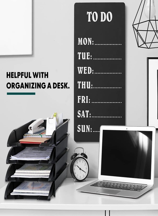 Fainne 8 Pcs Stackable Paper Trays Organizer for Desk 8 Layer Stackable Letter Trays Plastic File Organizer Tray and Stacking Supports for File Storage, 13 x 10 x 2.76'' (Black) - Image 4