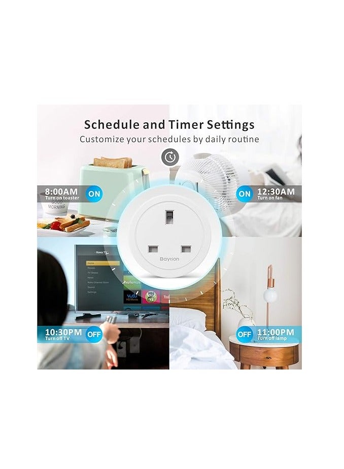 Baytion WiFi Smart Plug, Baytion 16A Energy Monitoring WLAN Smart Plug Socket Work with Alexa,Echo, Mini Smart Outlet Remote and Voice Control No Hub Required (White Package) - Image 5