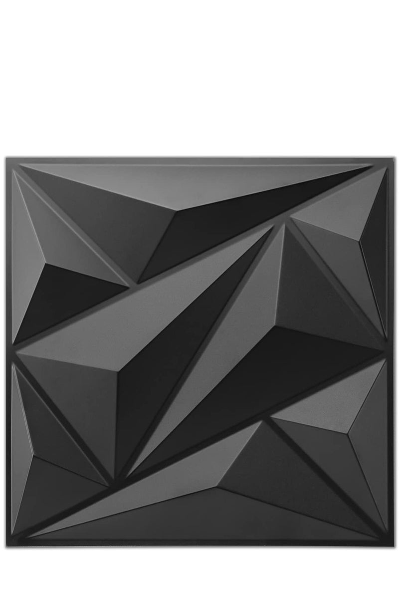 12 Pieces 3D Wall Panels, 3D Texture PVC Wallpaper, Decorative Wall Cover PVC Material Each 30x30cm Black  - Image 3