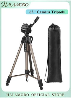 HALAMODO 63" Camera Tripods for Phone Video Recording Heavy Duty Tripod Stand Professional Travel DSLR Compatible with Canon iPhone, Max Load 15 LB  - Image 1